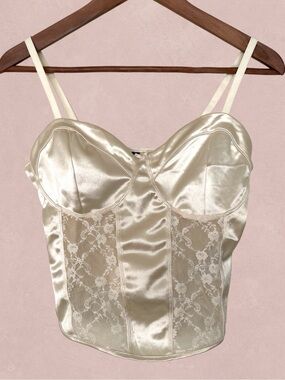 Satin Lace Bustier Top Sweetheart Neckline Corset Coquette Balletcore Party